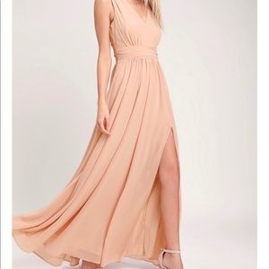 Lulus Thoughts of Hue Blush Surplice Maxi Dress